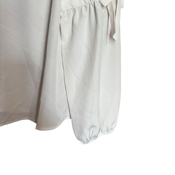 Draper James Top Womens 8 White Sheer Tie Sleeve Round Neck Blouse - Picture 5 of 9